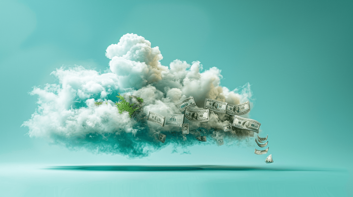 Money over cloud and forest background