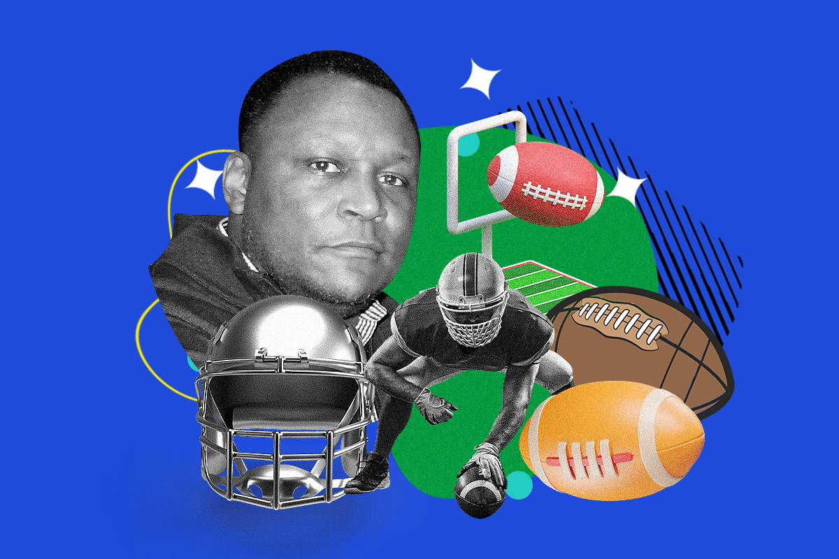 Barry Sanders With Football Paraphernalia MoneyMade Graphic