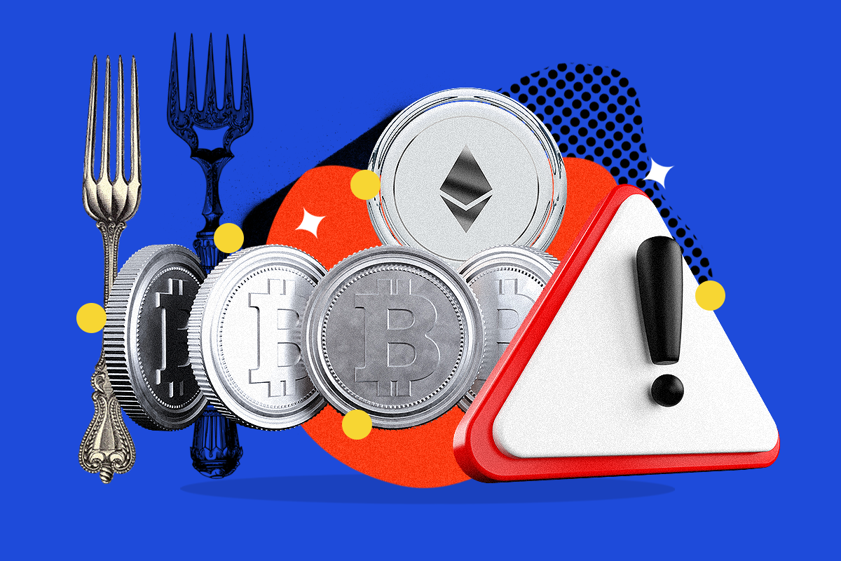 Illustration representing blockchain hard fork