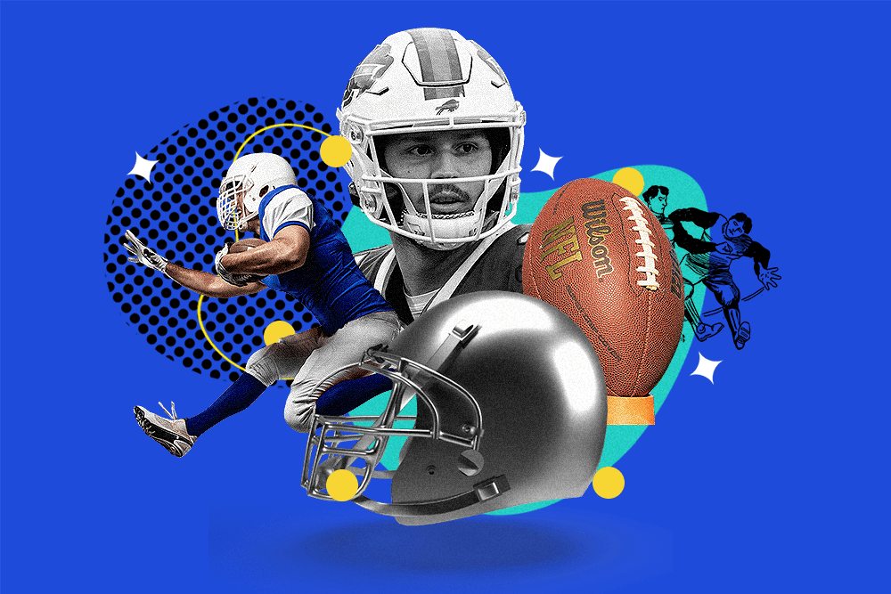 Josh Allen Buffalo Bills Quarterback Graphic With Football Paraphernalia